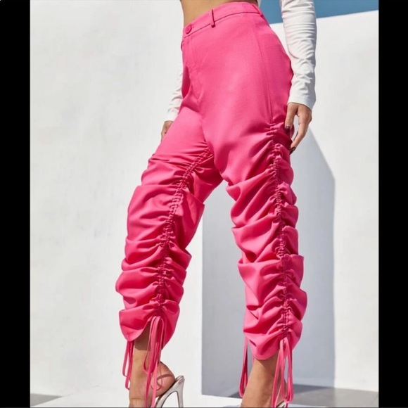 Drawstring side solid pants - Picture 3 of 4